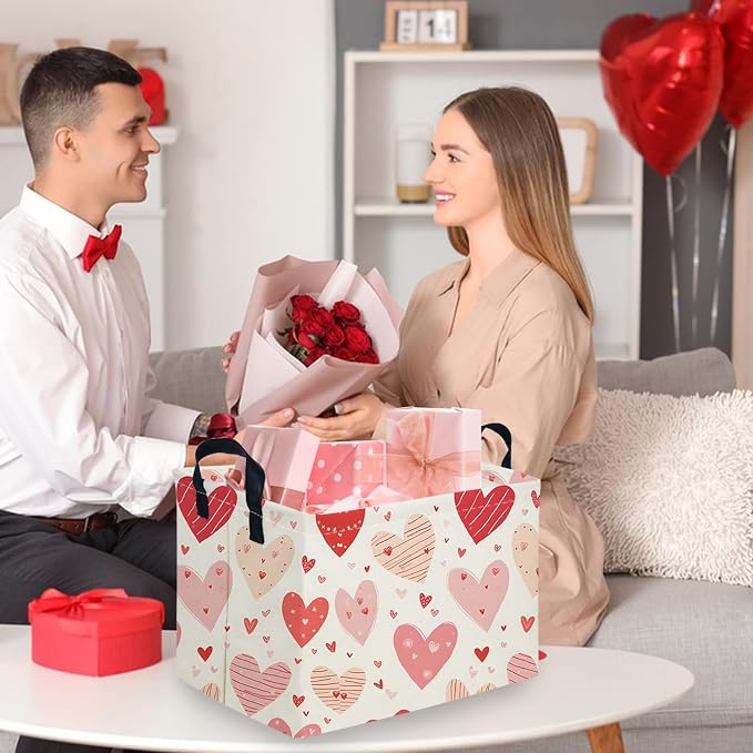 Rectangular Pink Valentine's Day Gift Basket, nursery basket, kids toy storage - Image 4