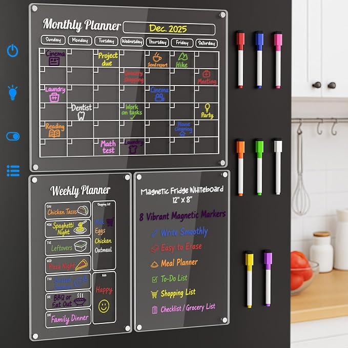 Grtard Acrylic Fridge Calendar Dry Erase Board by Grtard