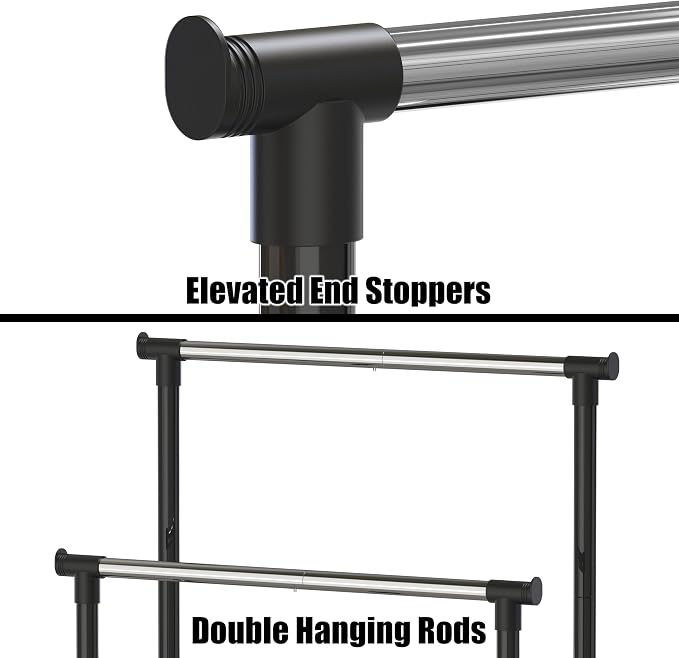 Simple Houseware Double Rod Portable Clothing Hanging Garment Rack - Image 6