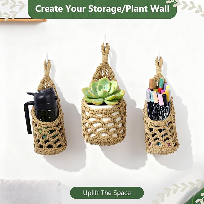 Macrame Wall Plant Hanger, Hanging Planter Basket Holder, Wall Planters - Image 4
