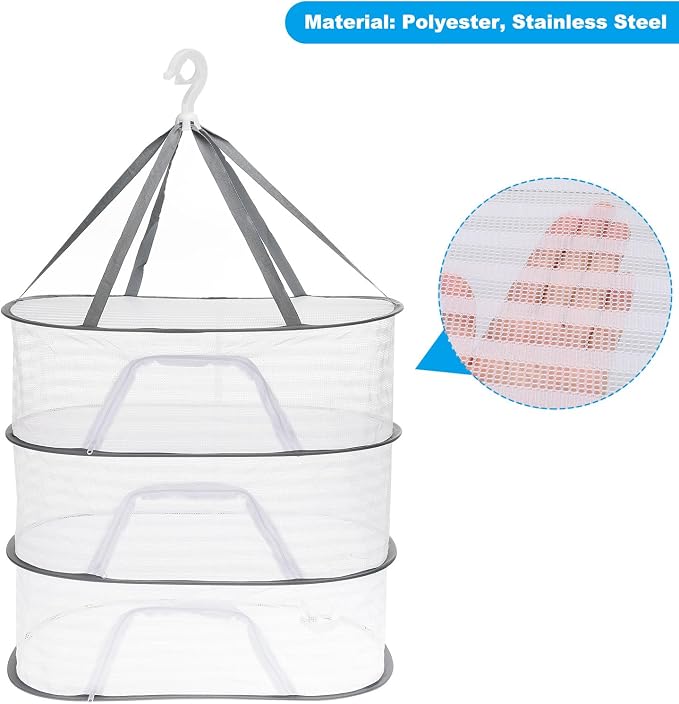 PATIKIL Folded Mesh Clothes Hanging Dryer, 3-Tier Sweater Drying Rack Folding - Image 3