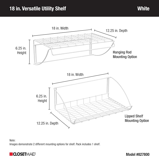 ClosetMaid 8278 18-Inch Wide Laundry Utility Hanger Shelf - Image 3