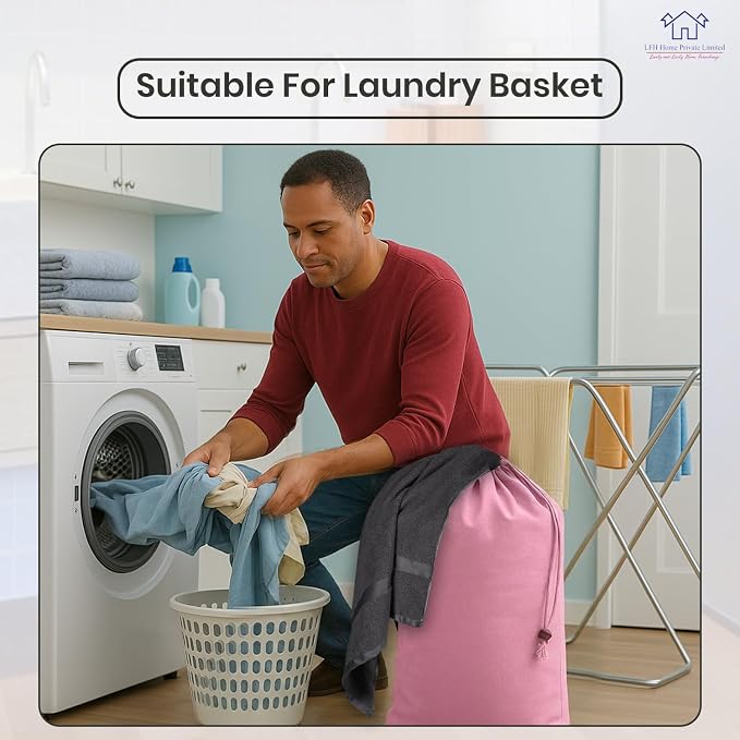 LFH Home Large Premium Cotton Canvas Laundry Bag - Image 5