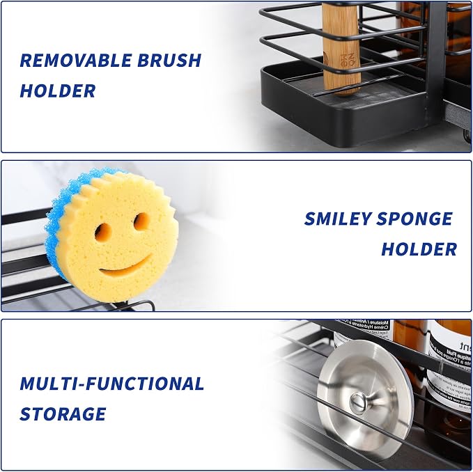 Kitchen Sink Organizer with Instant Drying Stone, Dish Sponge Holder - Image 4