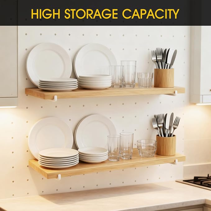 Pegboard Shelf Set of 2, High Stability Wooden Shelf - Image 7