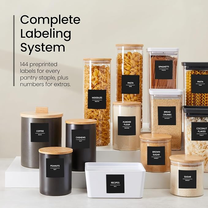 Talented Kitchen 144 Minimalist Pantry Labels – Preprinted White All-Caps on - Image 7