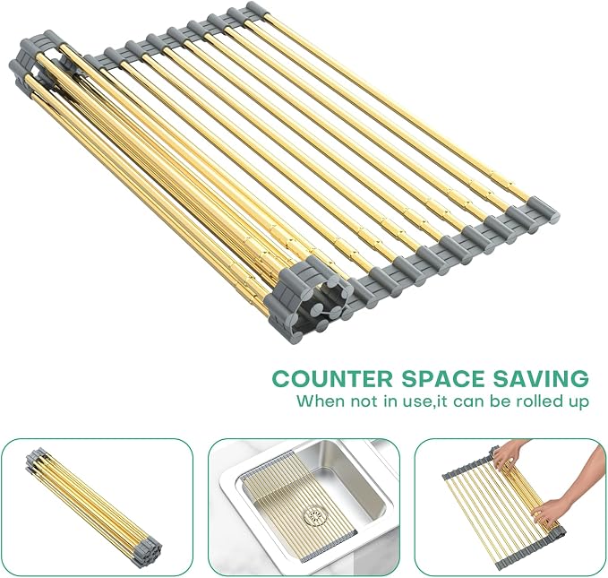 Expandable Large Draining Rack, Roll Up Heat-Resistant Dish Drainer - Image 4