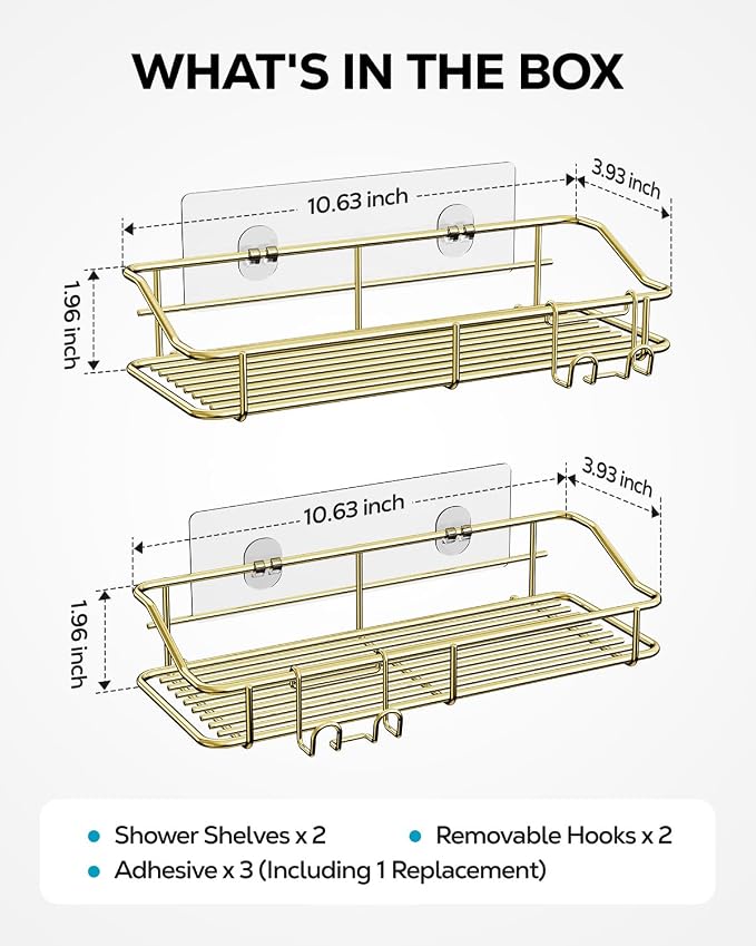 Nieifi Shower Caddy Shelf Storage Rack Adhesive Without Drilling Stainless Steel - Image 5