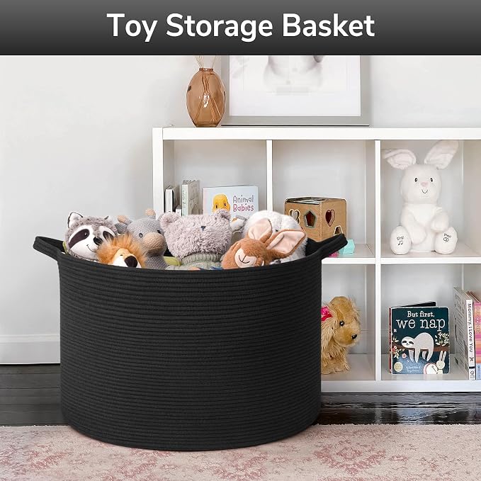 Goodpick Large Storage Basket, 23.5'' x 15.8'' Woven Storage Baskets, Cotton - Image 4