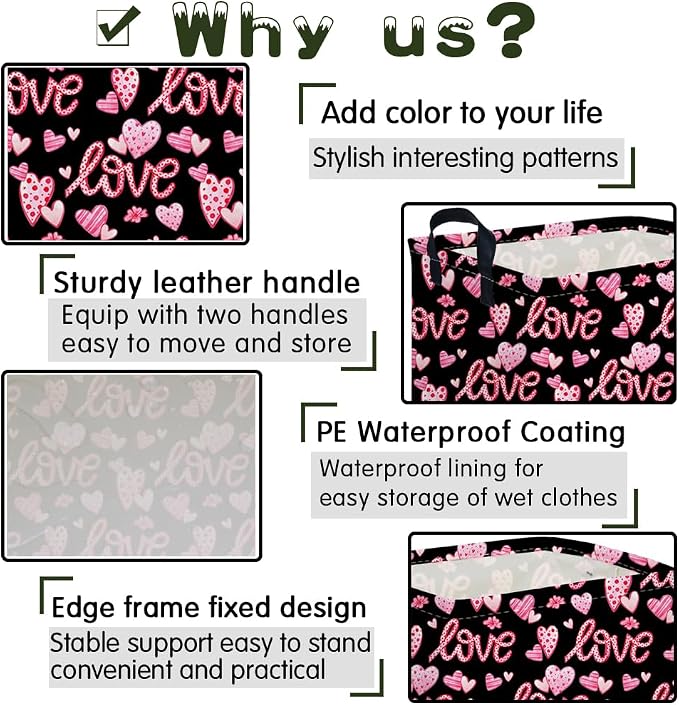 Rectangular Black heart, Valentines Basket, baby Gift Basket Empty, Hearts - Image 6
