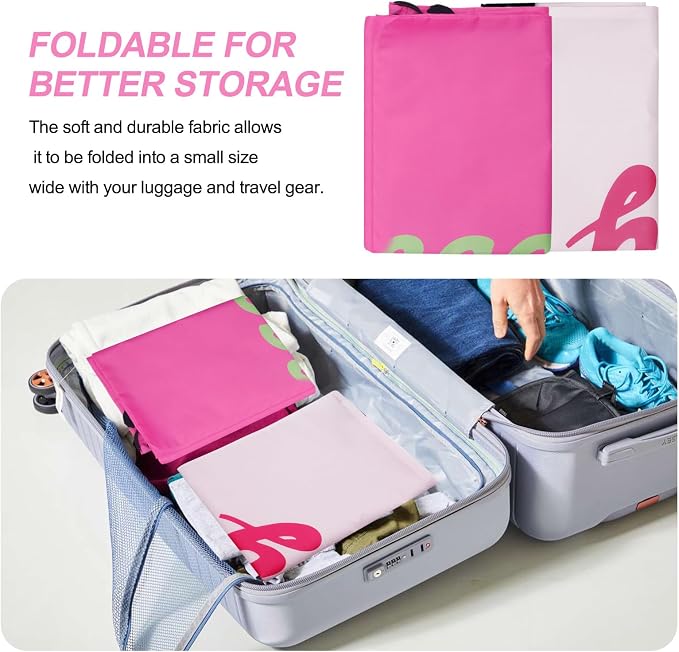 Large Travel Laundry Bag Pink, 2 Pack Potable Heavy Duty Drawstring Nylon Dirty - Image 5