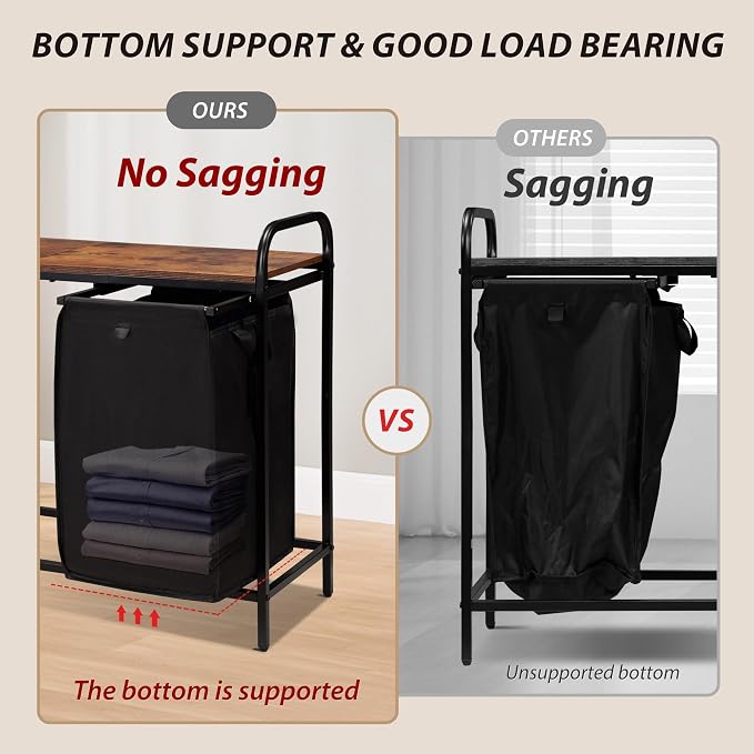 3 Section Laundry Hamper with Shelf, Laundry Basket Organizer with 3 Pull-Out - Image 7