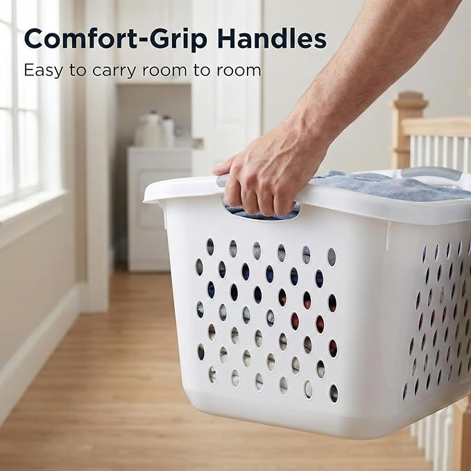 Extra Large 2.7 Bushel Plastic Laundry Basket, Easy-Carry Clothes Basket - Image 6