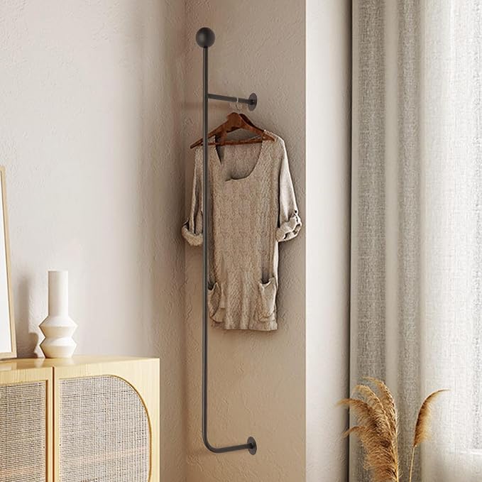 Wall Mounted Clothes Rack, Wall-Mounted Garment Holder Racks, Hanging Bar by ILWorkTLs