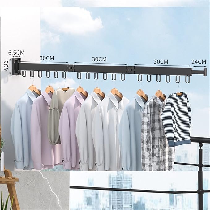 Drying Rack Foldable Clothes Drying Rack Wall-Mounted Retractable Clothes - Image 2