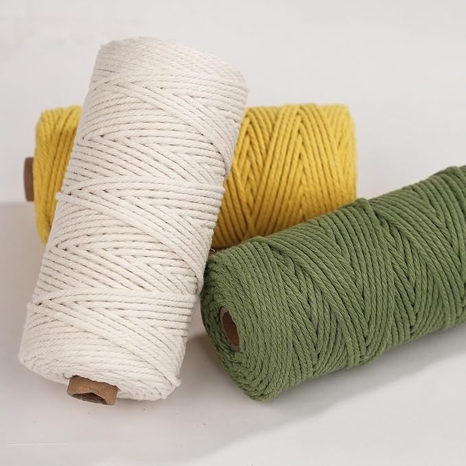 Macrame Cord, 3mm x 109Yards, Cotton Cord, Natural Cotton Macrame Rope - Image 4