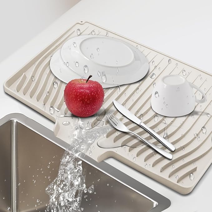 Silicone Dish Drying Mat for Kitchen Countertops and Sinks, 19 x13.7 Inch Non by DTXIAQIAO