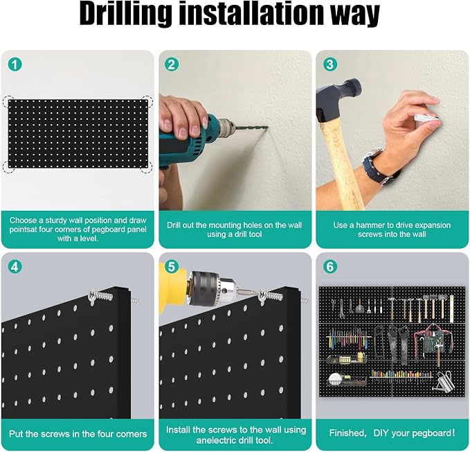 Metal Pegboard Panels, Peg Board Large Black Pegboard Wall Organizer Peg Board - Image 5