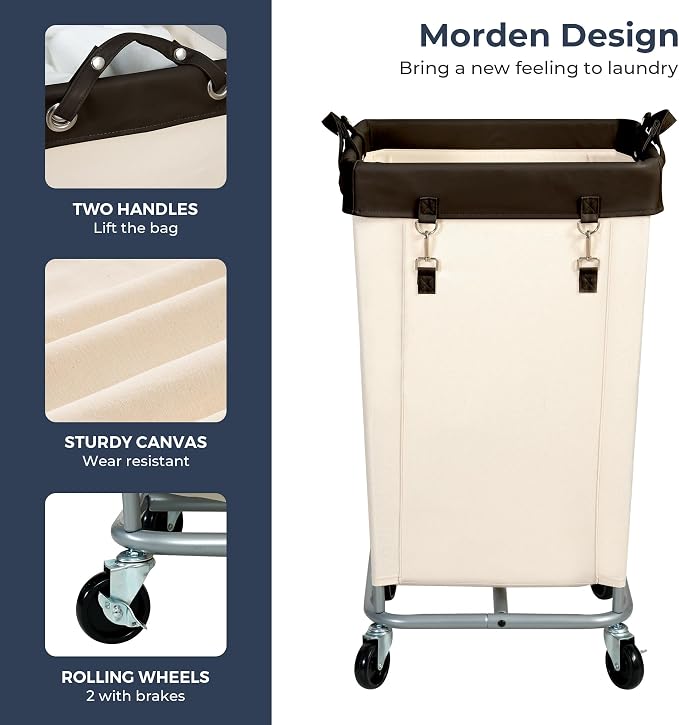 STO STO Laundry Hamper with Wheels, 160L Rolling Laundry Sorter Cart with Heavy - Image 6