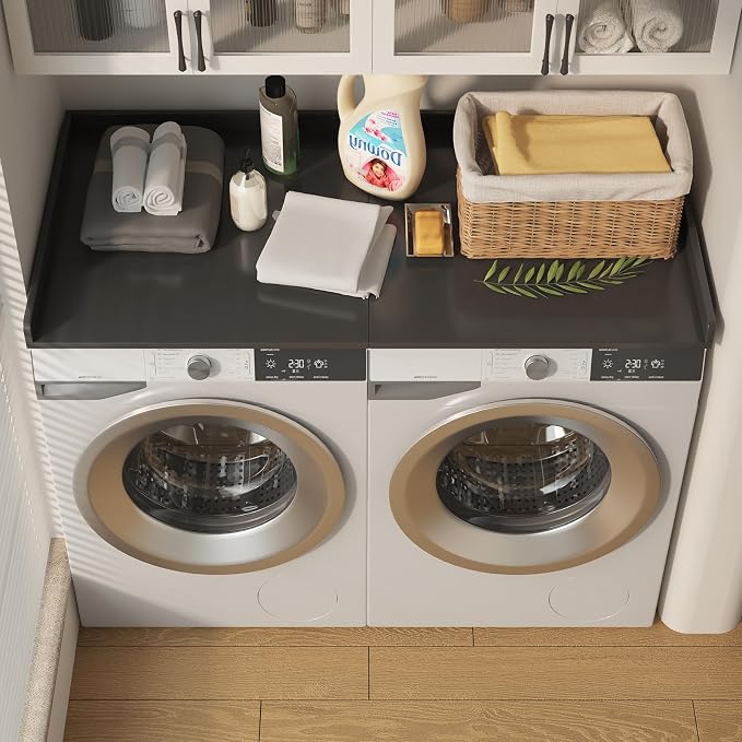 54"×27.5"×2" Foldable Washer Dryer Countertop, Solid Wood Laundry Storage Shelf - Image 6