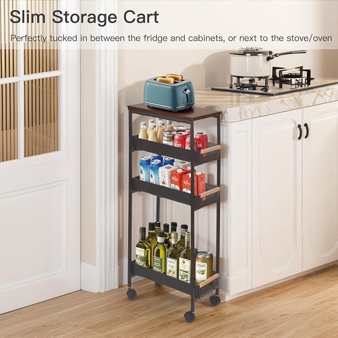 5 Tier Slim Rolling Storage Cart - Image 2