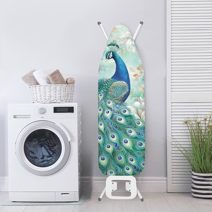 Peacock Thick Padding Ironing Board Covers Durable Stain Resistant Hook and - Image 3
