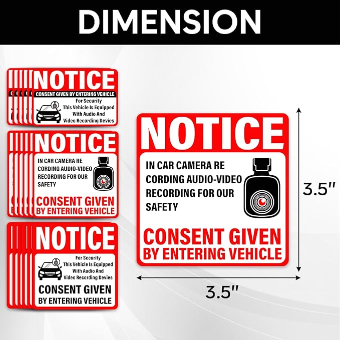 Pack 18 Pcs Notice Audio and Video Recording Sticker - Image 2