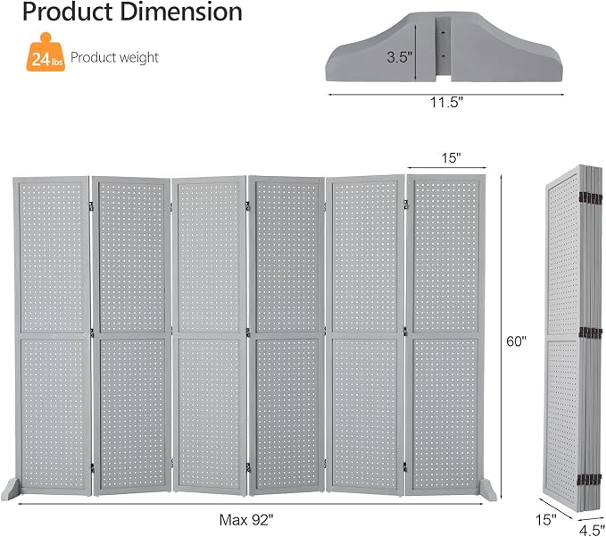Bonnlo 4/6 Panel Pegboard Freestanding, 5 FT Portable Display Board Organizer - Image 2