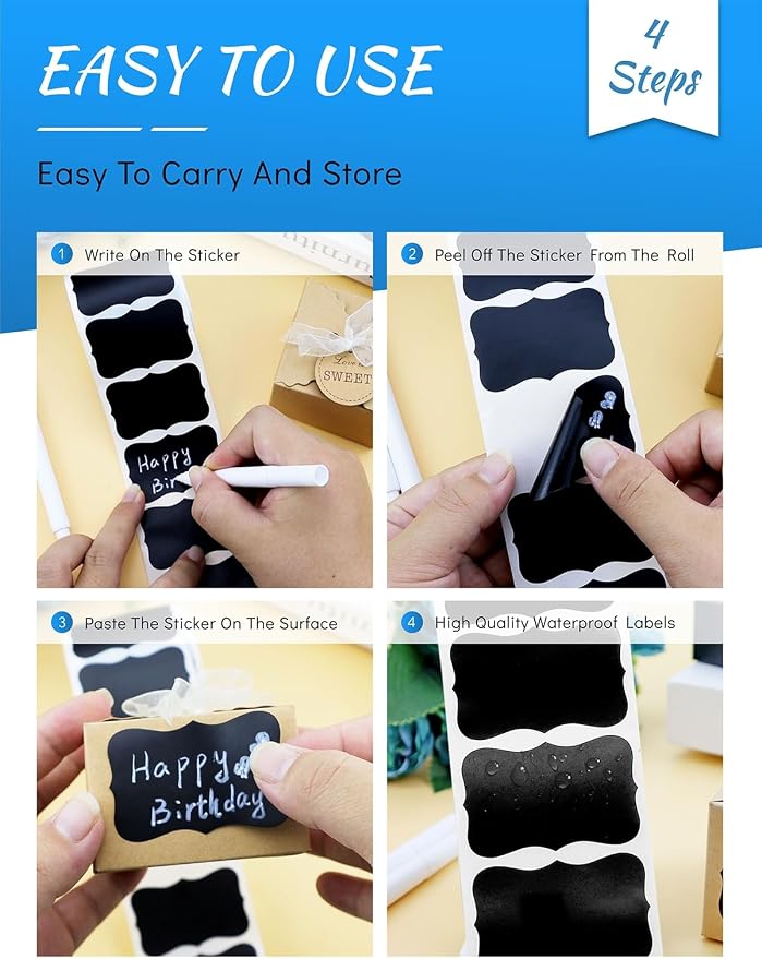 300 PCS Wavy Shape Chalkboard Labels, Erasable Reusable Blackboard Stickers - Image 4