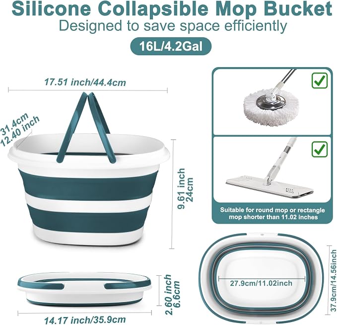 Collapsible Bucket for Cleaning, 16L Mop Bucket - Image 2