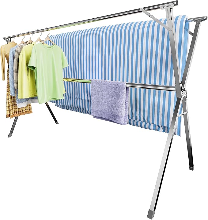 Clothes Drying Rack, Heavy Duty Stainless Steel Garment Rack, Adjustable and by Unknown