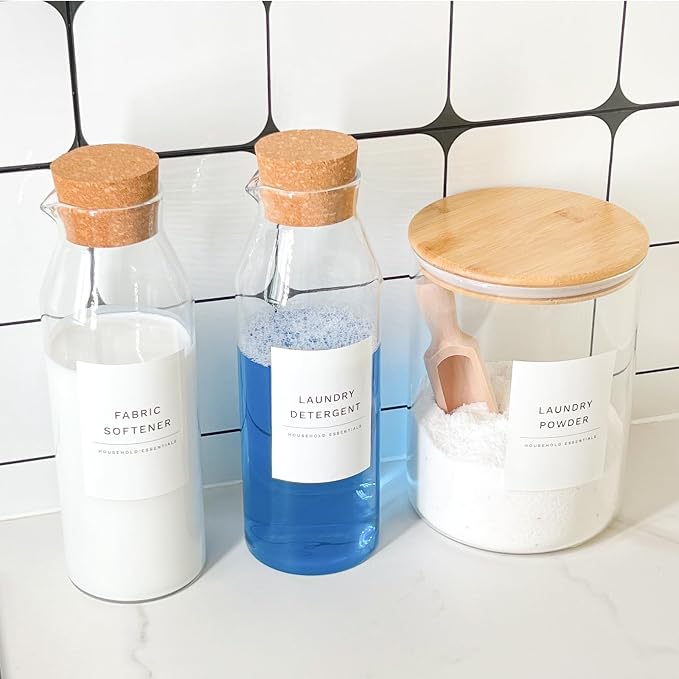 KOSKIMER Glass Laundry Detergent Dispenser Set, Liquid Detergent Containers - Image 5