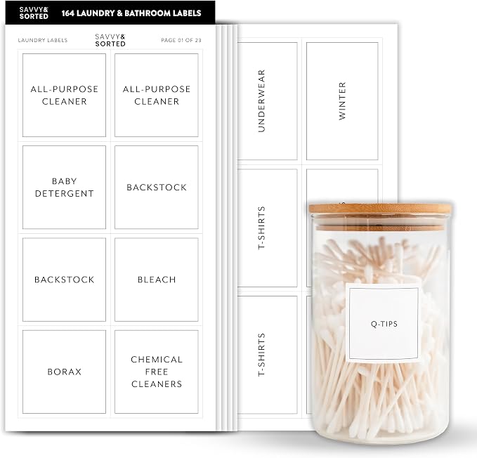 Bathroom Laundry Labels for Jars by SAVVYSORTED%C2%AE