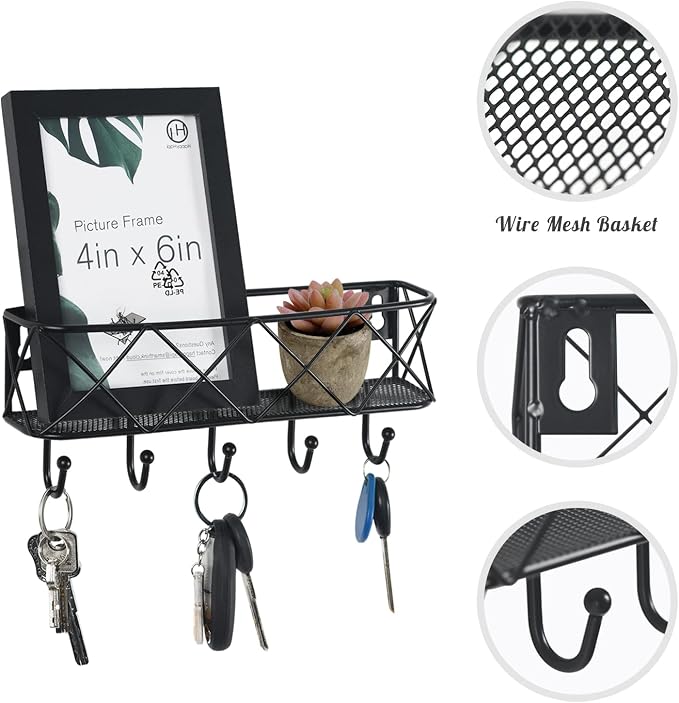 HappyHapi Key Holder for Wall Decorative, Entryway Key Hooks, Wall Mounted Key - Image 3