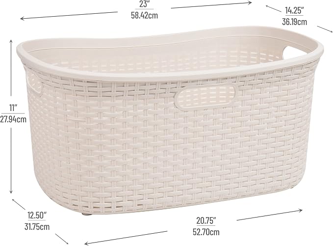 Mind Reader 40L Laundry Basket, Clothes Hamper, Premium Wicker Design - Image 3