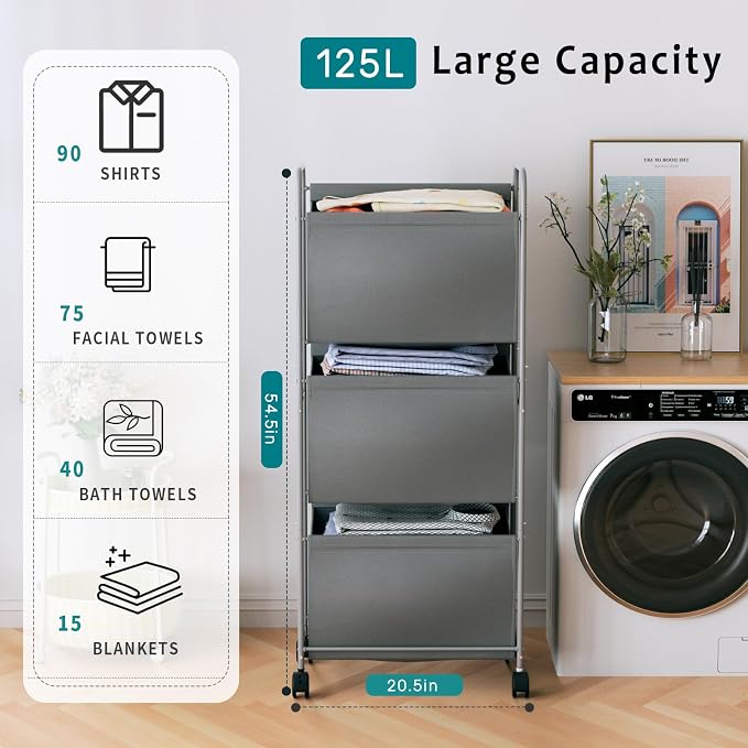 125L Vertical Laundry Hamper - Image 3