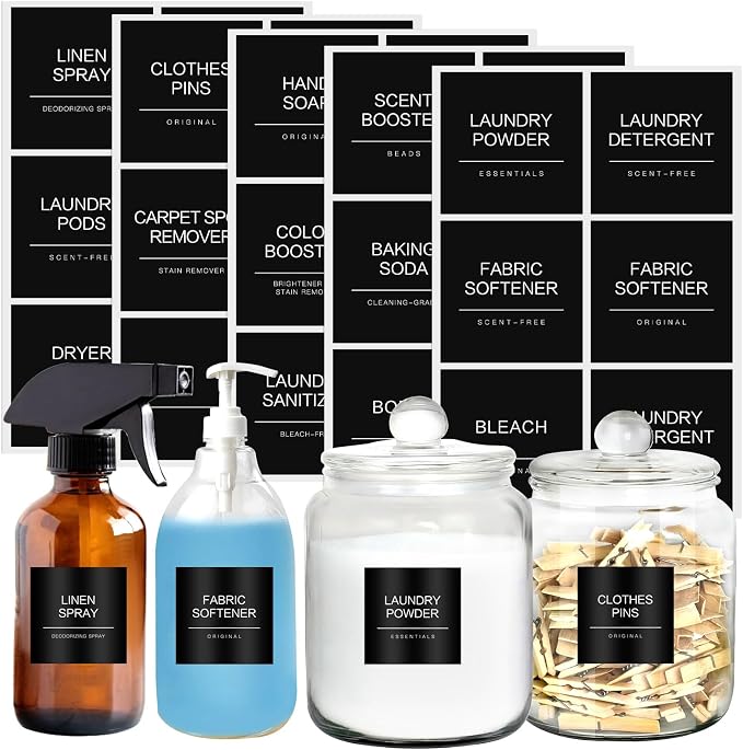 Minimalist Laundry Room Labels，30 Matte Waterproof Labels by HVSWLY