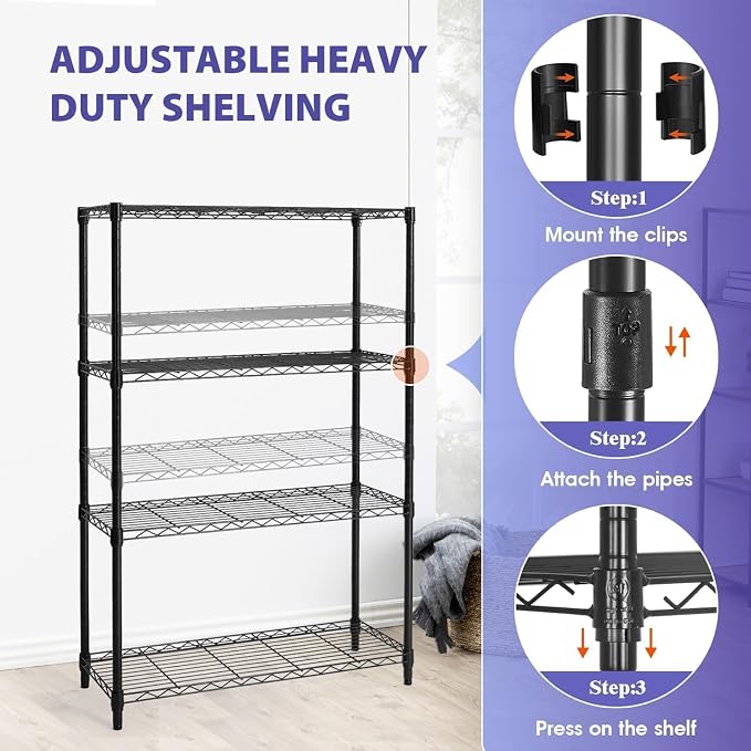 Meet perfect 4-Tier Heavy Duty Wire Shelving Unit, 1000 lbs Total Capacity - Image 5
