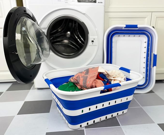 SAMMART 42L Set of 2 Plastic Foldable Storage Basket/Container - Image 2