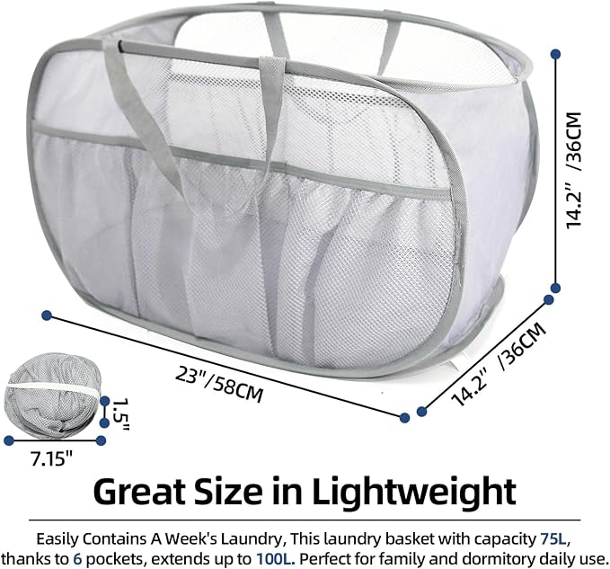 Collapsible Laundry Baskets, Upgrade Pop Up Laundry Hamper - Image 3