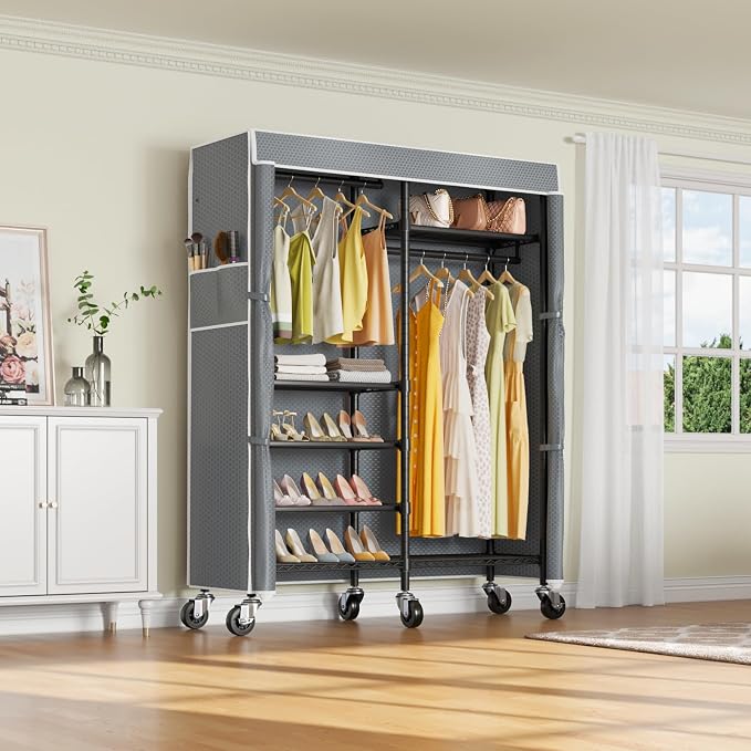 VIPEK R4C Rolling Garment Rack 6 Tiers Adjustable Heavy Duty Wire Shelving - Image 2