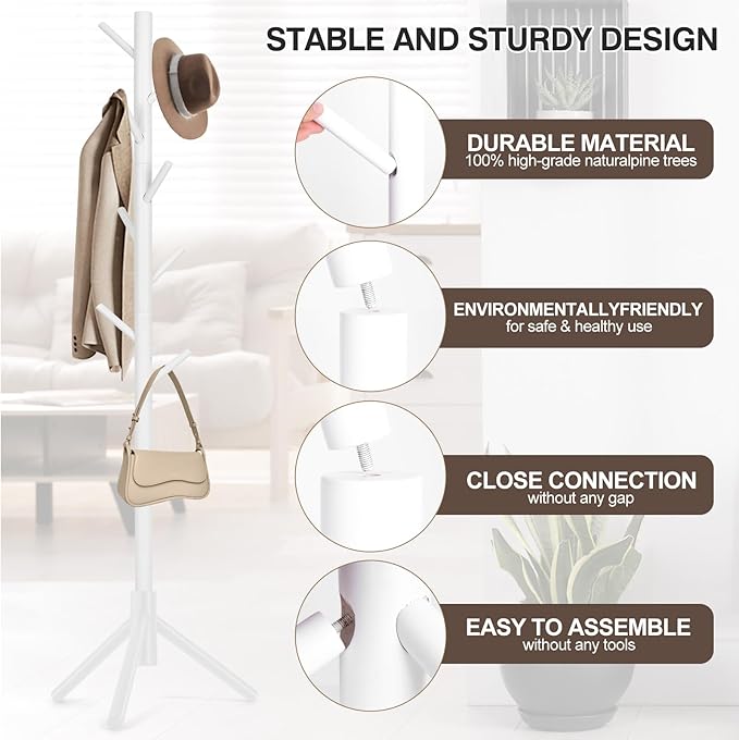 2 PCS Coat Rack, Freestanding Coat Rack - Image 5