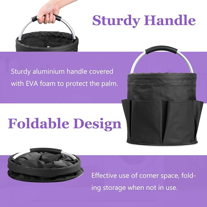 17L Cleaning Caddy with Handle and 6 Pockets, Foldable Cleaning Supply Caddy - Image 7