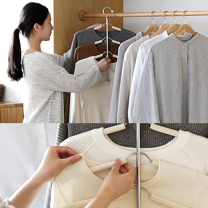 Blouse Tree Hangers Multi-Layer Clothes Hangers 3 Pack 5 in 1 Non Slip Space - Image 4