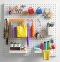 Peg Board Wall Organizer, 4 Metal Pegboard Panels by Unknown