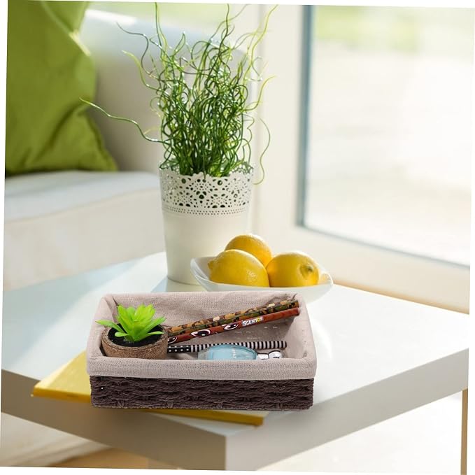 1pc Hand-woven Storage Boxes Desktop Glove Box Compartmentalized Organizer - Image 5