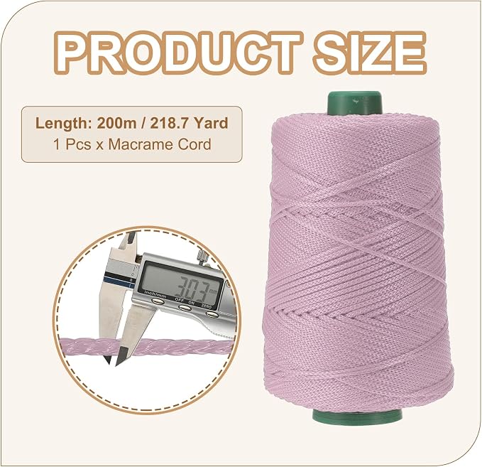 YELARXI Polyester Macrame Cord, 3mm x 219 Yards Polypropylene Macrame Cords - Image 2