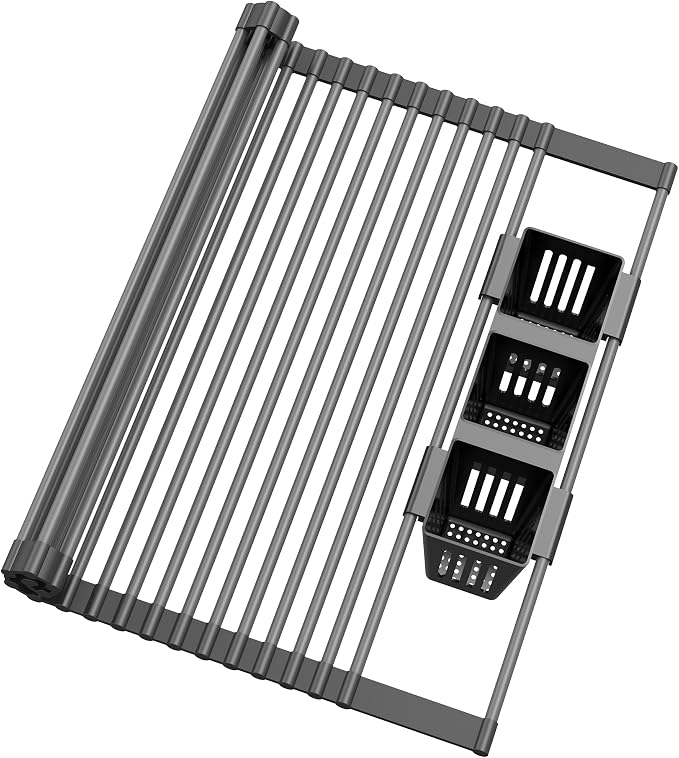 Roll Up Dish Drying Rack, Silicone Wrapped Over The Sink Multipurpose Foldable by BBXTYLY