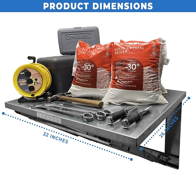 26” x 32” Heavy Gauge Steel Wall Mounted Folding Workbench “Lock N Load” - Image 3