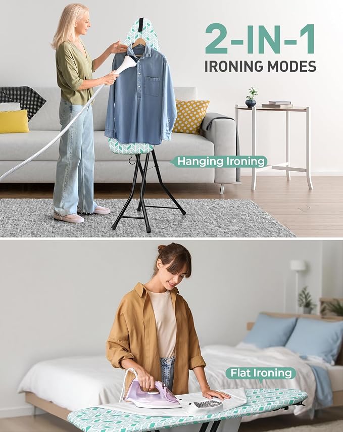 LyriFine Ironing Board, 2-in-1 Flat and Hanging Board, Sturdy Steel Frame Iron - Image 2